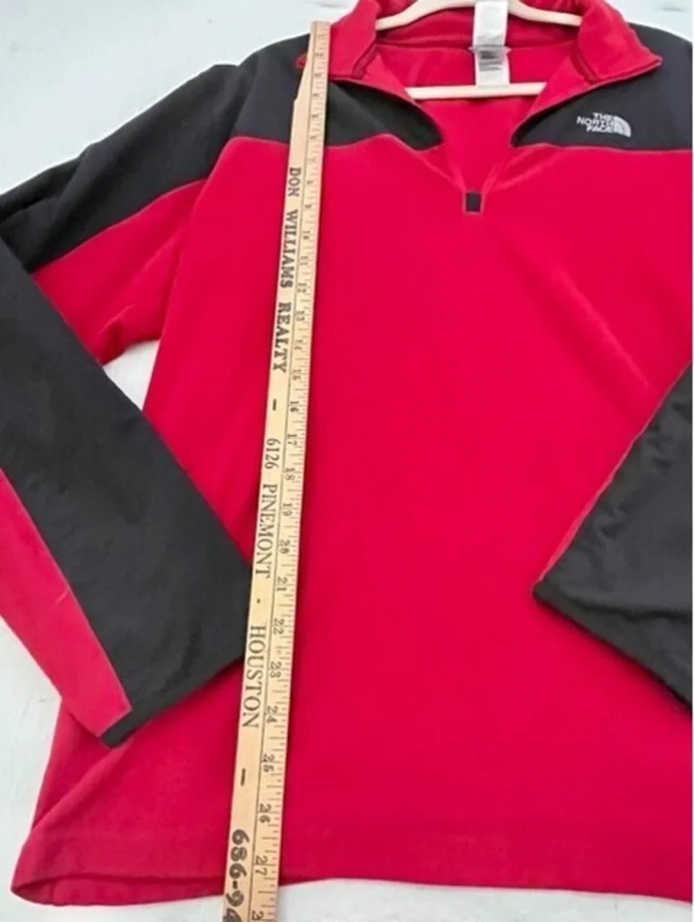 The North Face TKA Glacier Quarter-Zip Fleece Pullover Red Black Colorway Size L